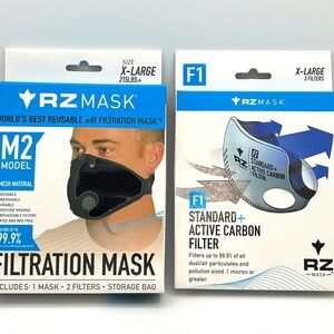 RZ MASK M2 Mesh Air Filtration Mask Size XL - Black Plus 3 XL F1 Filters BUNDLE